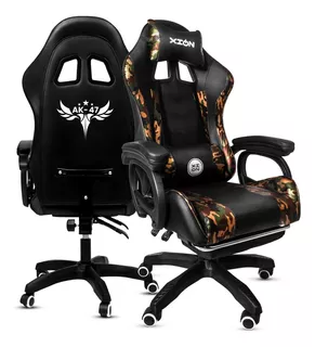 Silla Gamer Camuflada Ergonómica Con Masajeador Y Posapies