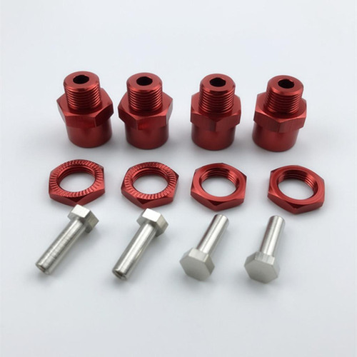 4x Adaptadores De Rueda + 4x Perno + 4x Tapón De Rosca Rojo