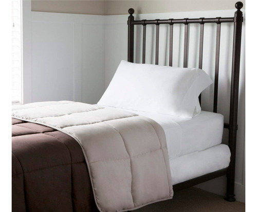 Set 7 Pz King Size Edredón Con Sábanas Y Fundas Premium Marrón Liso
