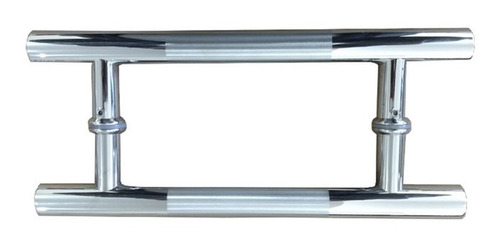 Imagem 1 de 4 de 1 Par Puxador Maçaneta Inox Duplo Polido Madeira Vidro 30cm