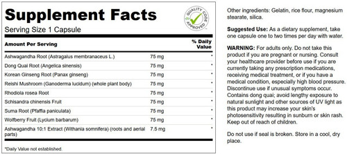 Imagen 2 de 5 de Rhodiola Ashwagandha Ginseng 9 Adaptógenos Energía Vitalidad