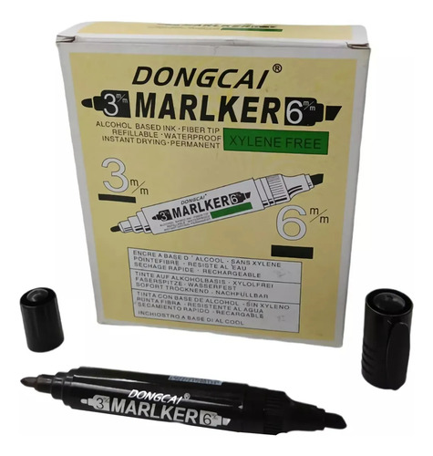 Marcadores Permanente Negro Dos Puntas Plumón Doble 36 Pzs Negro
