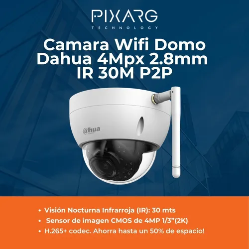 Cámara IP PoE de 2 mpx y 2.8 mm exterior Dahua con IR 30 m