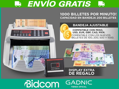 Imagen 3 de 10 de Contadora De Billetes Máquina Contar + Lapiz Detector Falsos