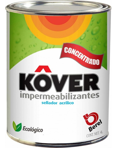 Impermeabilizante Sellador Acrilico Kover Berel De 4 L #2470 Color Blanco