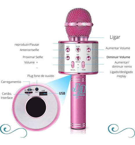 Micrófono inalámbrico Bluetooth Youtuber Karaoke Reporter rosa