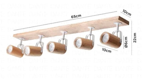 Imagen 5 de 6 de Aplique 5 Luces Madera Paraiso Nordico Gu10 Led Carilux