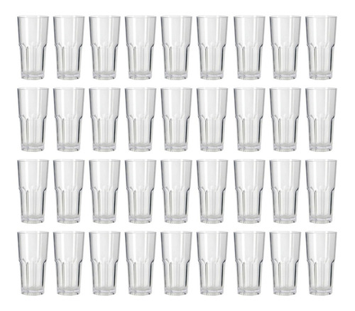 Imagen 1 de 7 de Vaso Trago Largo De Acrílico Facetado 375ml Transparente X64