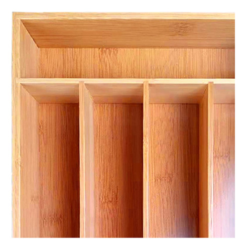 Imagen 3 de 9 de Cubiertero Organizador Bambu 5 Divisiones Cubertero 35x25cm