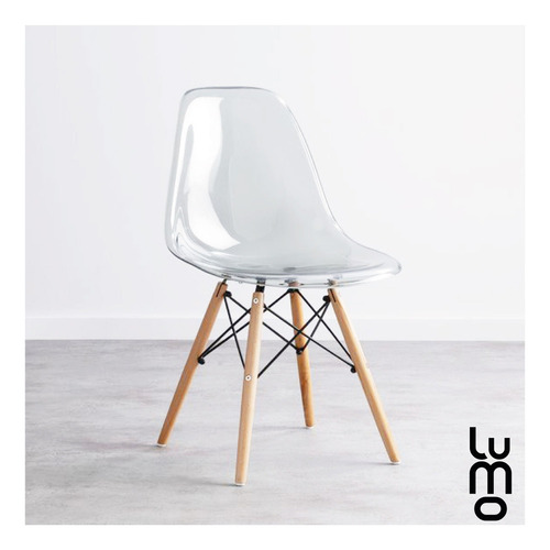 Set 2 Sillas Comedor Crystal Tipo Eames Transparentes Ghost Estructura de la silla Marrón claro Asiento Transparente Diseño de la tela N/A