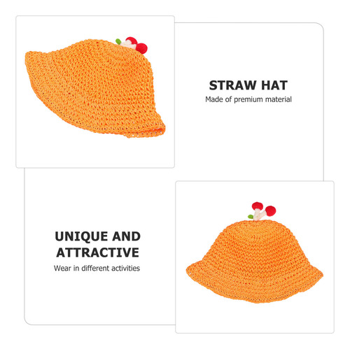 1 Gorro De Playa Para Niños Tejido En Paja Con Forma De Hong