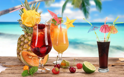 Copas De Coco Haundry 18 Con Pajitas Y Palillos Para Cóctele