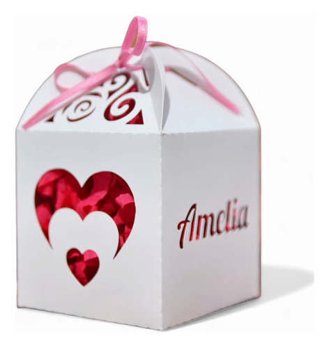 50 Cajas Caladas Corazón Grande Personalizadas