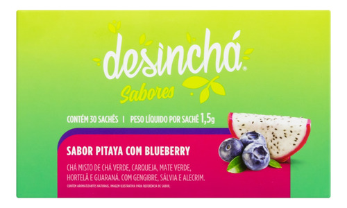 Chá Desinchá pitaya com blueberry em sachê 45 g 30 u