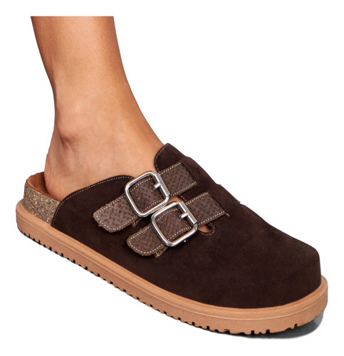 Zuecos Mules Suecos Base Eva Mujer Gamuza Hebillas Moda Melu