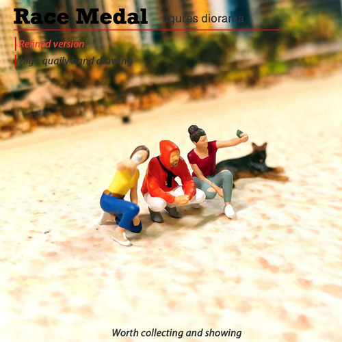 Resin 1/64 Painted Figures Diorama Yellow Orange Red