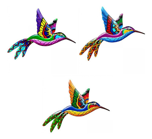 3 Count Metal Birds Colibrí Arte De Decoración Colgante