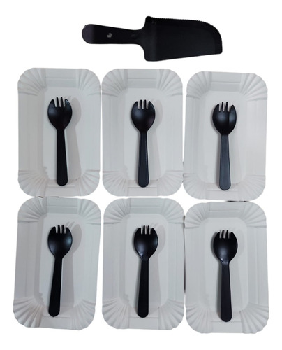 Bandeja, Tenedor Y Cuchillo De Torta Plastico X 39 Pcs