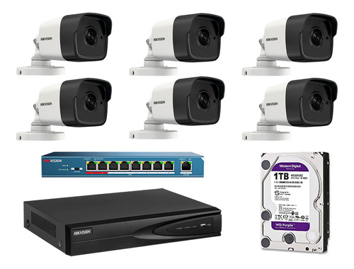 Camara De Seguridad Ip Exterior Kit 6 Hikvision Disco 1tb Wd