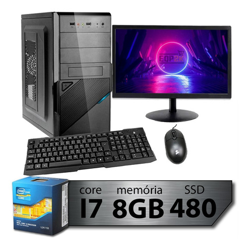 Computador Intel I7 8gb Ssd 480gb Monitor 15 Teclado E Mouse