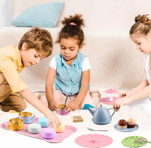 Set De Fiesta De Té Para Niñas, Platos De Té Y Postres, Colo