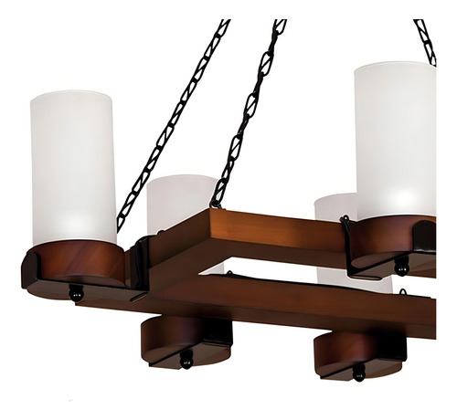 Lustre Rústico Envelhecido Country 6 Lâmpadas Muller 1206e Cor Marrom 127/220V