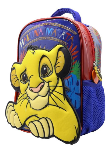 Mochila Escolar Cresko Rey Leon 12 Pulgadas Espalda Color Azul Diseño de la tela Liso