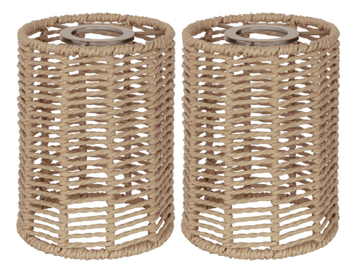 Voguad 2pcs Rattan Lamp Shade Boho Lamp Shades Replacement