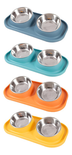 Plato Comedero Bebedero Mascotas Acero Antideslizante Perros