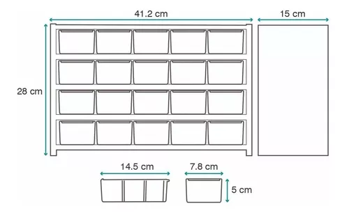 Gabinete Organizador 20 Gavetas Cajonera Exhibidor Anaquel