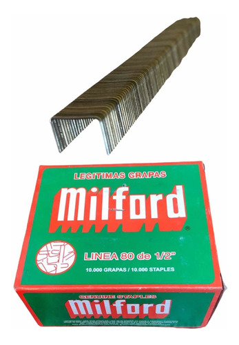 Imagen 1 de 3 de Grapas Milford Tapicería Linea 80 1/2 Caja 10.000 Unidades