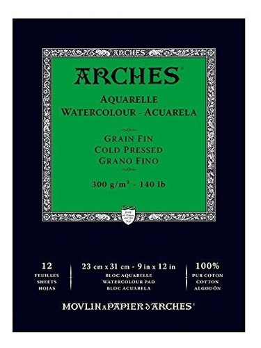 Bloc De Papel Acuarela Arches 9x12  100% Algodón - 12 Hojas