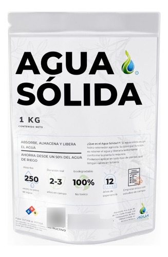 Agua Sólida - Hidrogel Hecho En México Lluvia Riego - 1 Kg