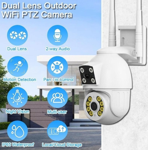 Sd Câmera Wi-fi De Lente Dupla Externa V380 Pro, 4 Mp