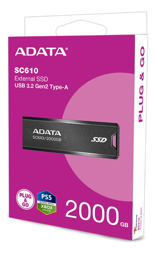 Disco Solido Ssd Externo Adata Sc610 2tb Usb 3.2 Windows Mac