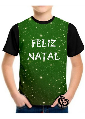 Camiseta De Feliz Natal Masculina Infantil Blusa Verde