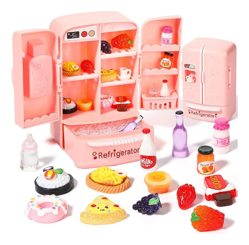 Dollhouse Refrigerator Mini Refrigerador Juguete Con Mini Ju