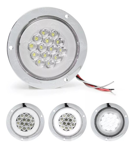 Plafon Redondo 14 Leds Arillo Gel Con 4 Funciones P/ Camion