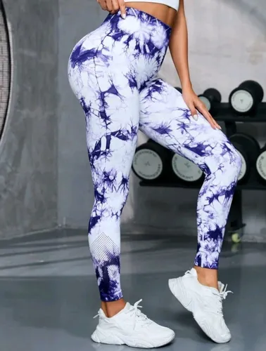 Lycra Leggings Tie Dye Push Up - Blanco Morado Ref. 1195
