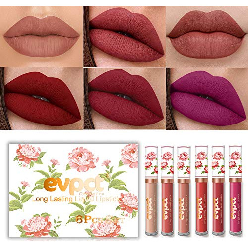 6 Unids/set Matte Lipstick Set Matte Kit, Hermoso Peony Flow