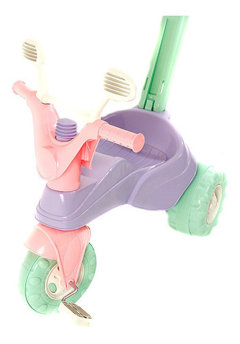 Velotrol Infantil Star Girl Com Haste E Buzina Rosa Cotiplás Cor Roxo, Rosa E Verde