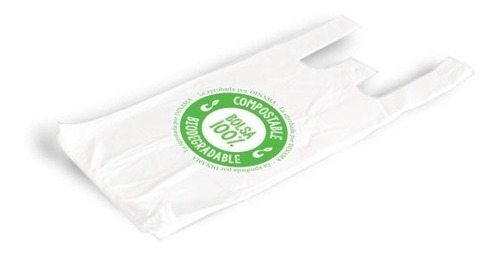 Bolsa Camiseta Compostable Biodegradable 40x50 Blanco 1000un