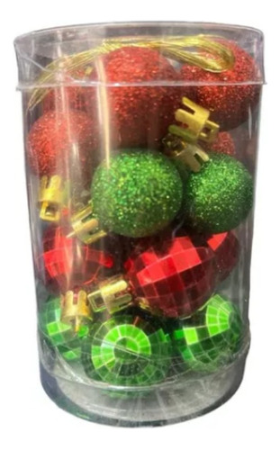 Juego Mini Bolas Navideñas Adornar Arbolito Navidad Colgar