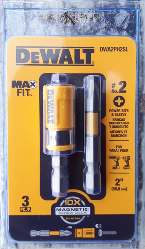 Puntas Ph2 X 2 Maxfit + Adaptador Magnético Dewalt Dwa2ph2sl
