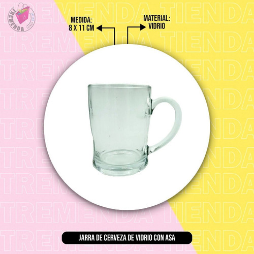Imagen 2 de 7 de Jarra Vaso De Vidrio Para Cerveza Con Asa De Vidrio 450ml