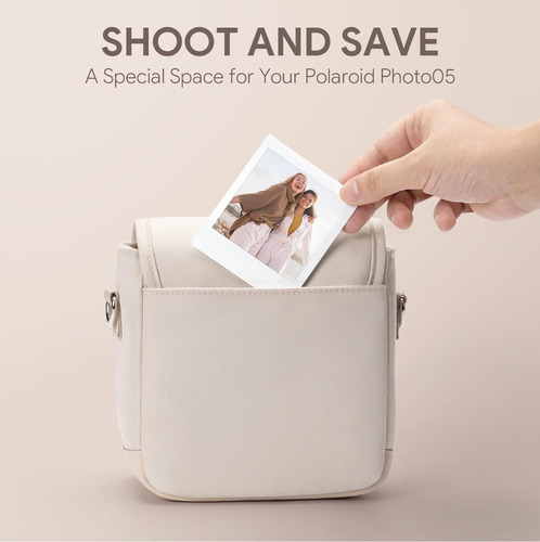 Funda Guardado Camara Instax Mini 9, 11, 12 Beige Con Correa Beige