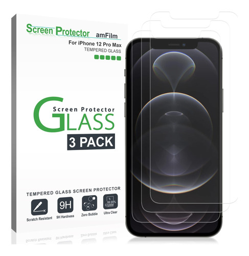 Protector Pantalla Vidrio Amfilm Con iPhone 12 Pro Max 6.7,