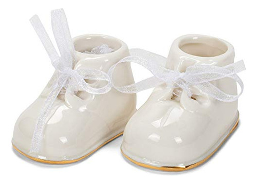 Baby Booties Ornament, Porcelain, White,christmas