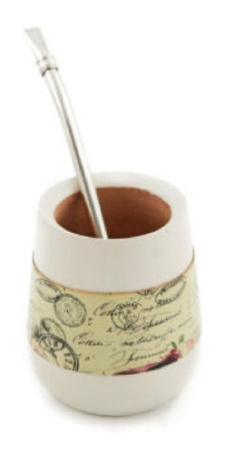 Imagen 1 de 2 de Mate De Madera Pintado Con Banda De Ecocuero