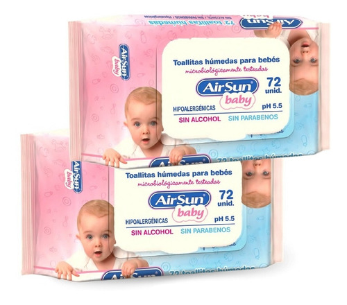 Airsun Toallitas Húmedas Para Bebé 4x72unidades Con Tapa